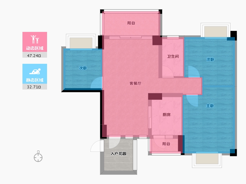 广西壮族自治区-南宁市-银泉一品天誉-75.35-户型库-动静分区