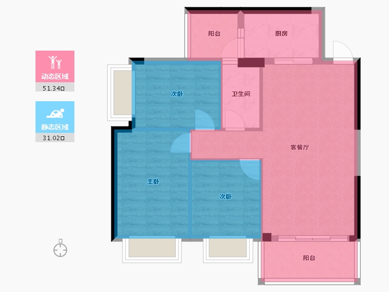 广西壮族自治区-南宁市-银泉一品天誉-74.33-户型库-动静分区