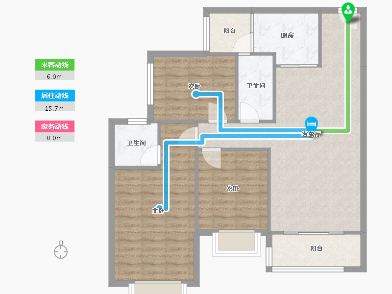 四川省-成都市-蓝光芙蓉天府二期(11,2)栋101m²-88.72-户型库-动静线