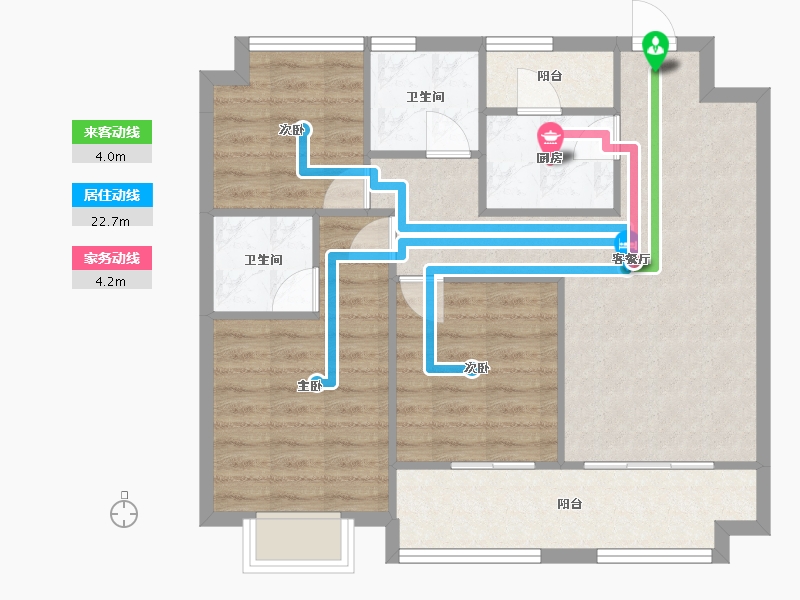 四川省-成都市-金辉优步花园(1,2,3,5,6)号楼95m²-78.34-户型库-动静线