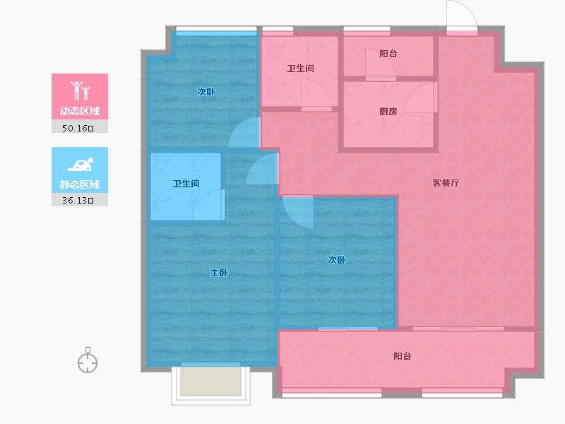 四川省-成都市-金辉优步花园(1,2,3,5,6)号楼95m²-78.34-户型库-动静分区