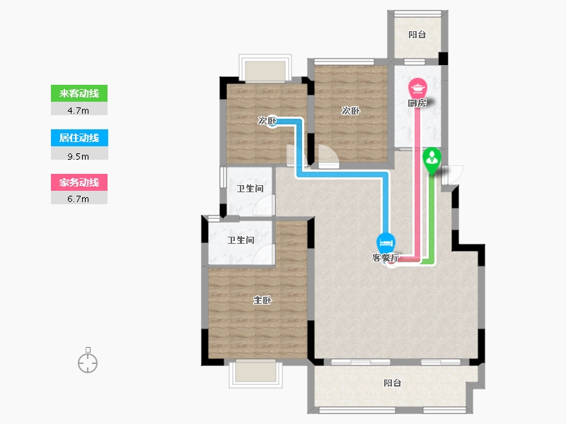 四川省-成都市-金辉优步花园8号楼,9号楼,7号楼115m²-105.48-户型库-动静线