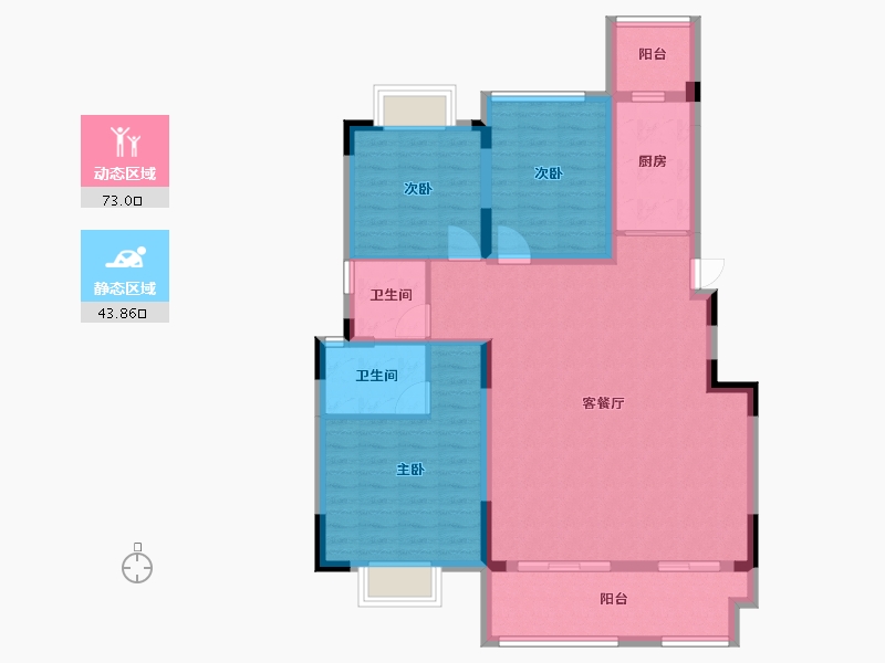 四川省-成都市-金辉优步花园8号楼,9号楼,7号楼115m²-105.48-户型库-动静分区