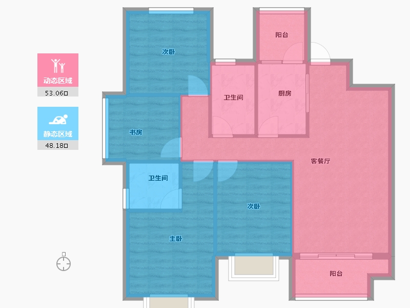 四川省-成都市-金辉优步花园(1,2,3,5,6)号楼110m²-91.64-户型库-动静分区