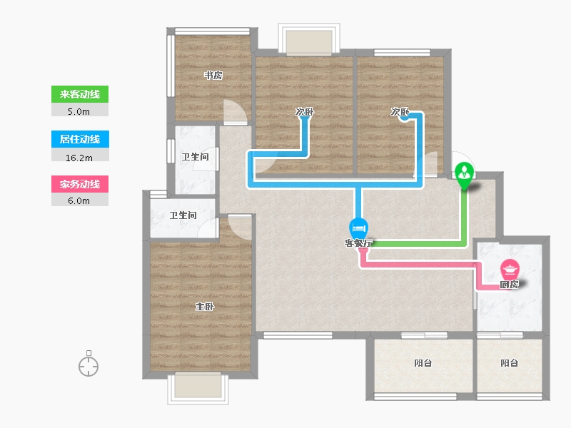 四川省-成都市-金辉优步花园(14,12)号楼125m²-107.90-户型库-动静线