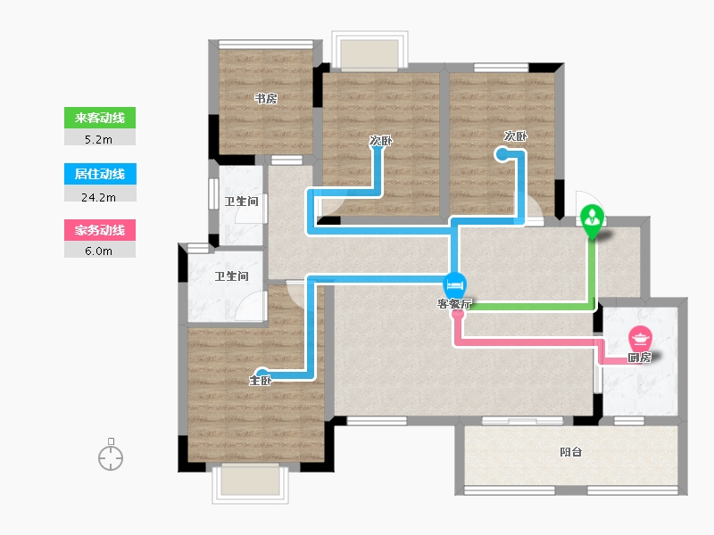 四川省-成都市-金辉优步花园10号楼125m²-105.26-户型库-动静线