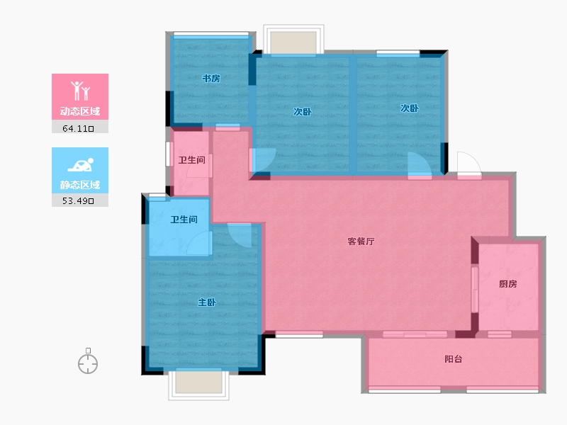 四川省-成都市-金辉优步花园10号楼125m²-105.26-户型库-动静分区