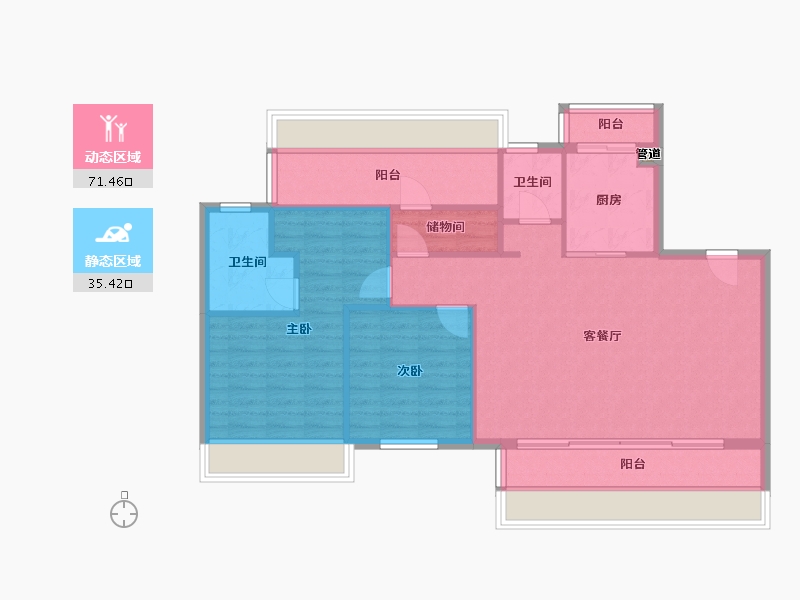 四川省-成都市-龙光天府玖龙郡(17,18,15,16)号楼115m²-97.60-户型库-动静分区