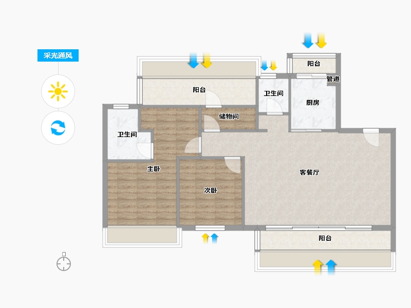 四川省-成都市-龙光天府玖龙郡(17,18,15,16)号楼115m²-97.60-户型库-采光通风