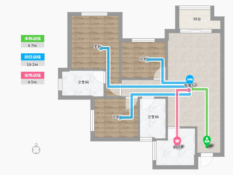 四川省-成都市-朗基香颂天府(7,4,5,6)号楼87m²-70.76-户型库-动静线