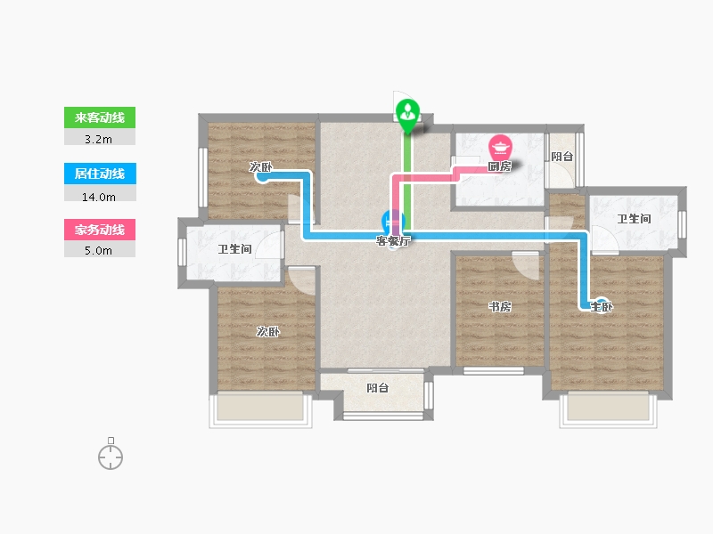 四川省-成都市-朗基香颂天府二期(1,3)号楼109m²-91.47-户型库-动静线