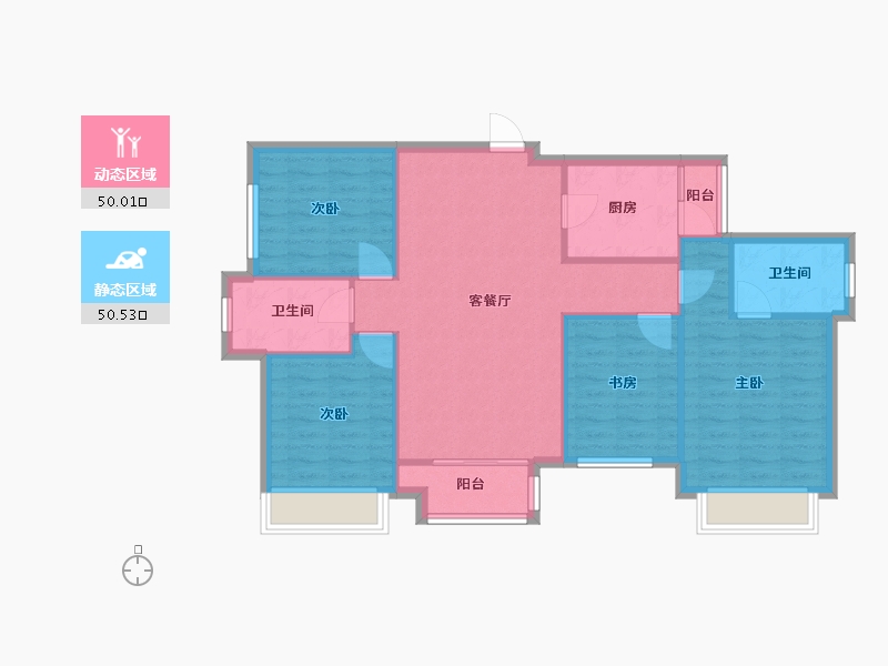 四川省-成都市-朗基香颂天府二期(1,3)号楼109m²-91.47-户型库-动静分区