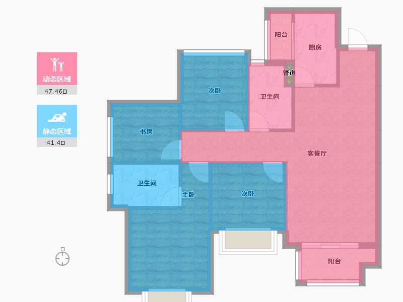 四川省-成都市-朗基香颂天府二期(7,4,5,6)号楼96m²-80.02-户型库-动静分区