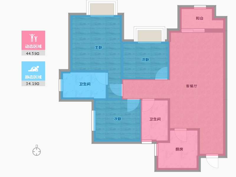 四川省-成都市-朗基香颂天府二期(7,4,5,6)号楼87m²-70.75-户型库-动静分区