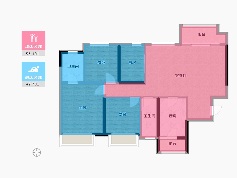 四川省-成都市-朗基香颂天府二期17号楼117m²-87.15-户型库-动静分区