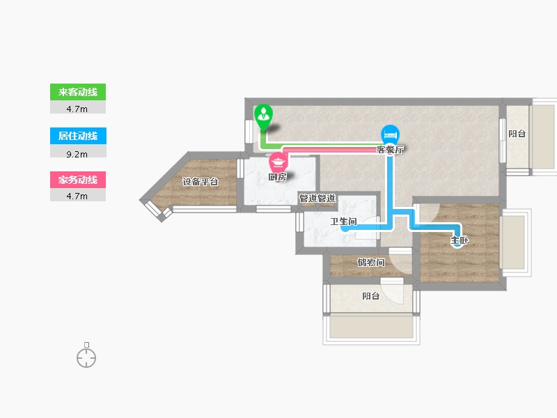 四川省-成都市-龙光天府玖龙郡(2,3,1)号楼65m²-49.75-户型库-动静线