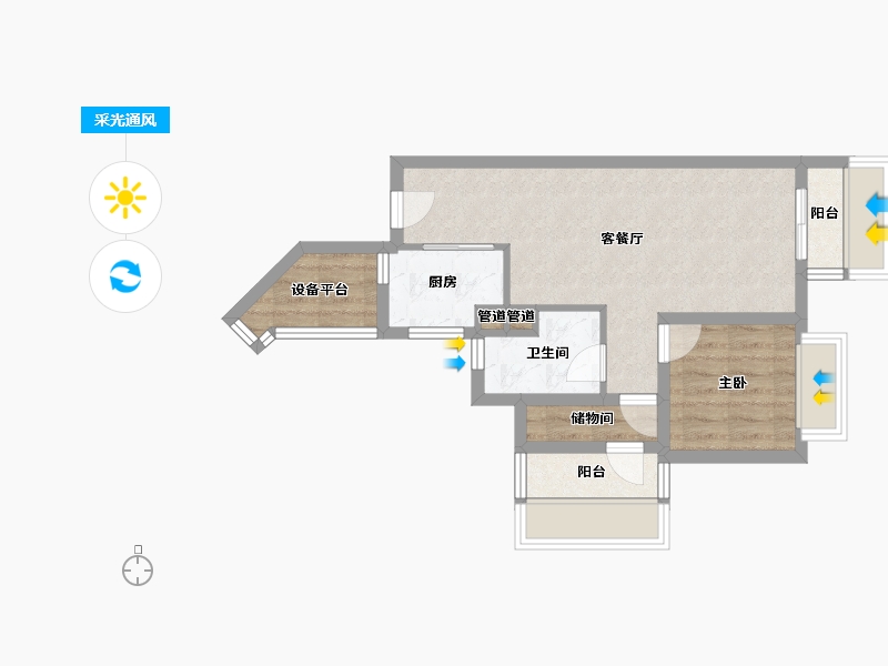 四川省-成都市-龙光天府玖龙郡(2,3,1)号楼65m²-49.75-户型库-采光通风