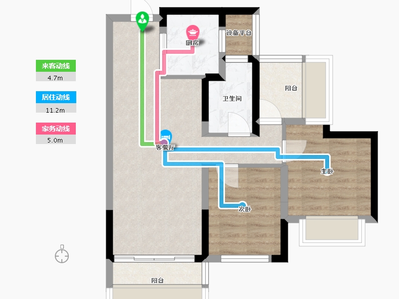 四川省-成都市-龙光天府玖龙郡(4,5)号楼76m²-59.41-户型库-动静线