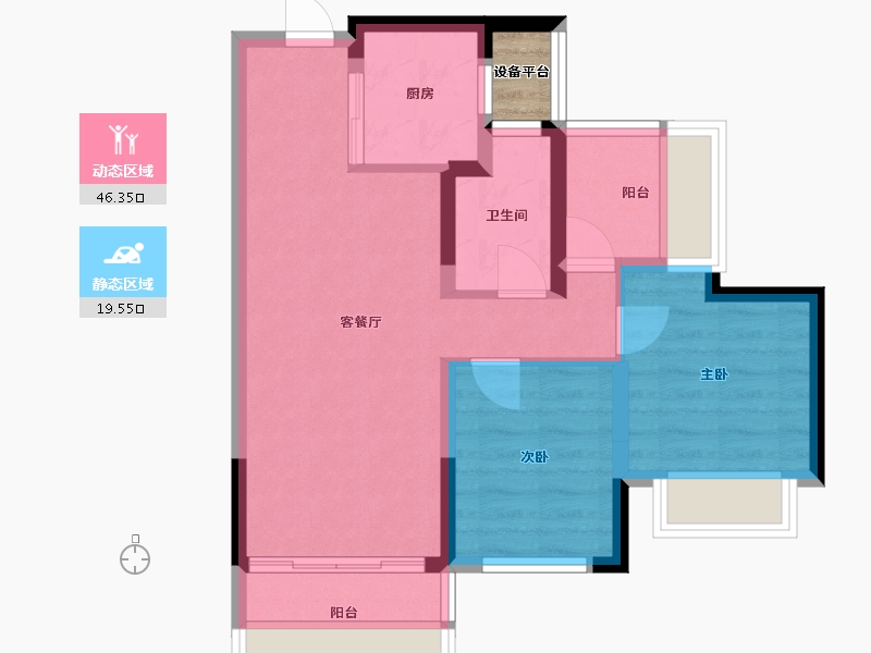 四川省-成都市-龙光天府玖龙郡(4,5)号楼76m²-59.41-户型库-动静分区