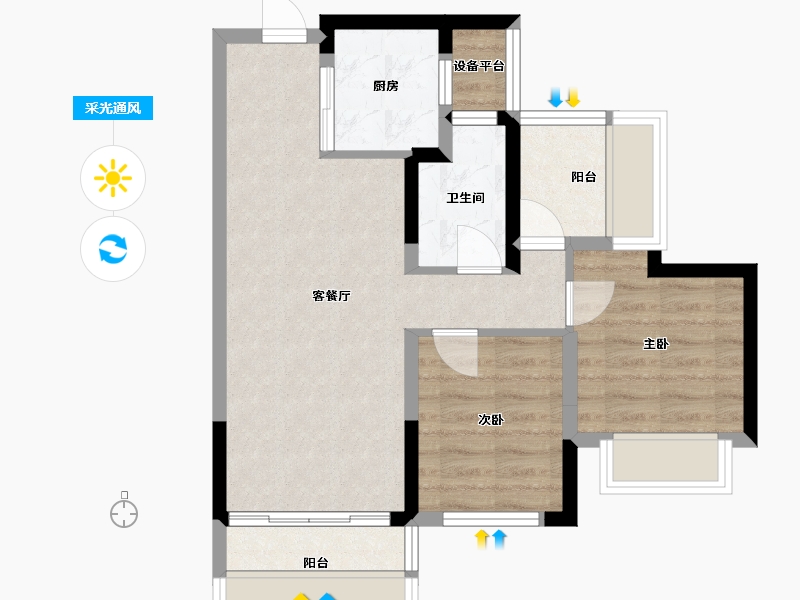 四川省-成都市-龙光天府玖龙郡(4,5)号楼76m²-59.41-户型库-采光通风