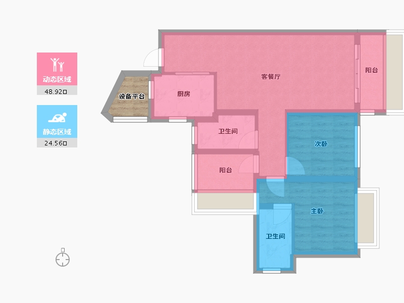 四川省-成都市-龙光天府玖龙郡(4,5,6)号楼86m²-67.09-户型库-动静分区