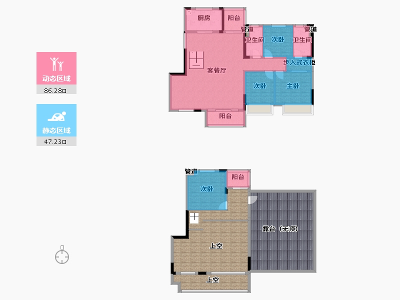 四川省-成都市-美的云溪郡(12,13,8,11,9)栋158m²-219.33-户型库-动静分区