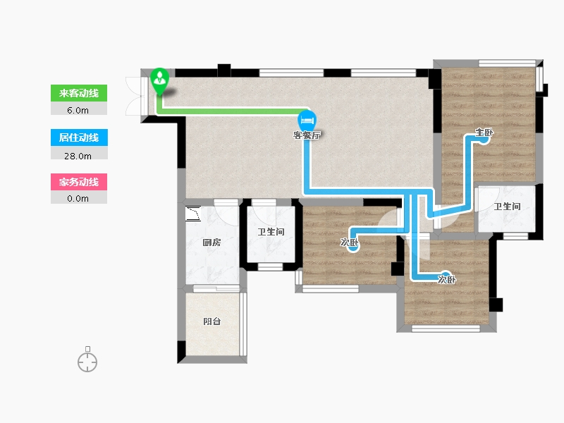 四川省-成都市-天府云城二期17号楼85m²-78.27-户型库-动静线