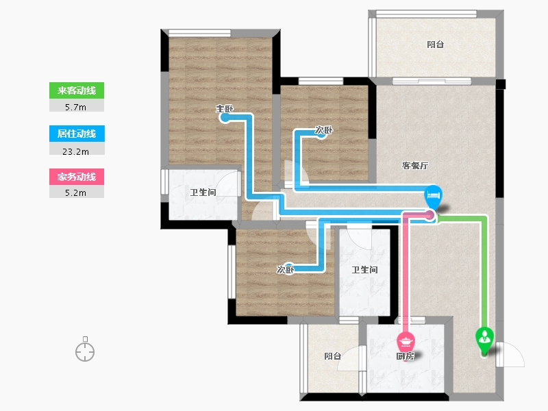 四川省-成都市-永兴.滨湖一号(15,16)栋97m²-89.01-户型库-动静线