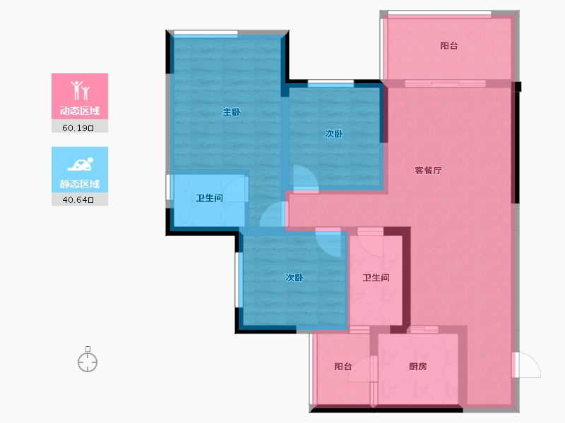 四川省-成都市-永兴.滨湖一号(15,16)栋97m²-89.01-户型库-动静分区