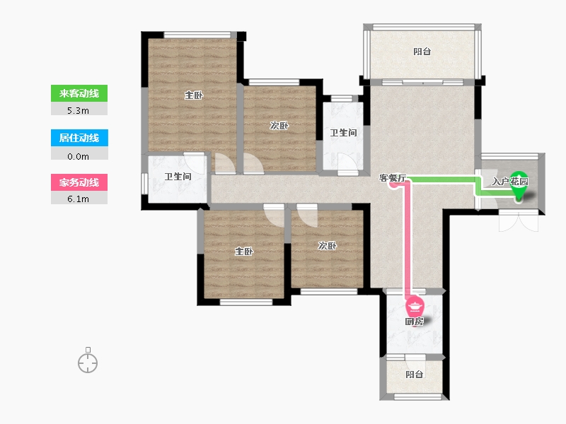 四川省-成都市-永兴.滨湖一号(18,19)栋115m²-105.85-户型库-动静线