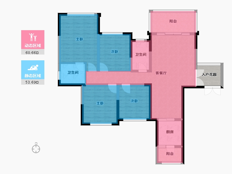 四川省-成都市-永兴.滨湖一号(18,19)栋115m²-105.85-户型库-动静分区