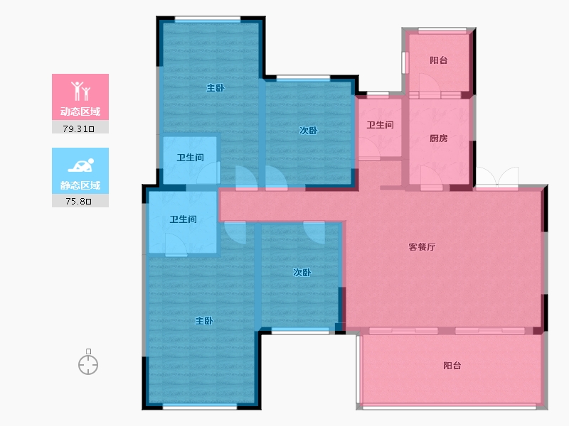 四川省-成都市-永兴.滨湖一号4栋137m²-139.81-户型库-动静分区