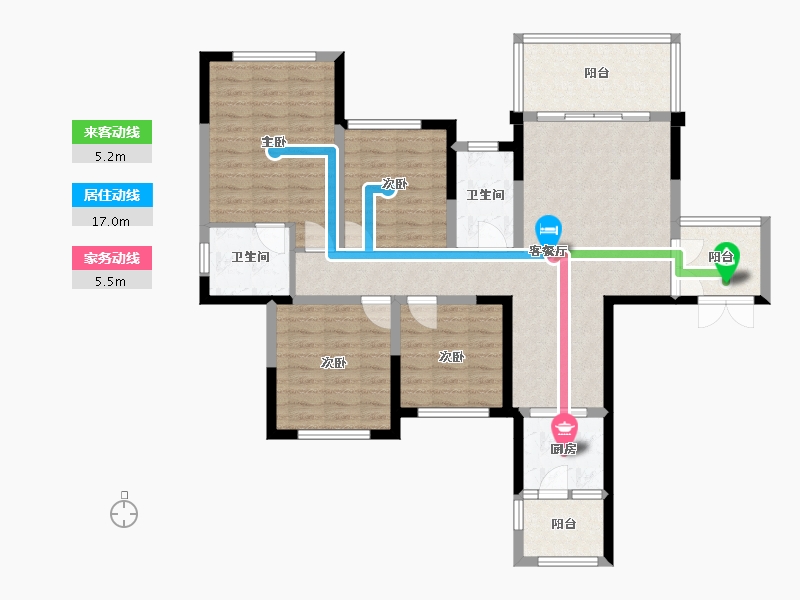 四川省-成都市-永兴.滨湖一号7栋119m²-104.55-户型库-动静线