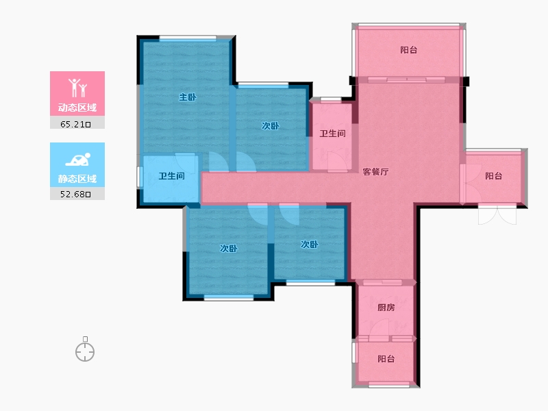 四川省-成都市-永兴.滨湖一号7栋119m²-104.55-户型库-动静分区