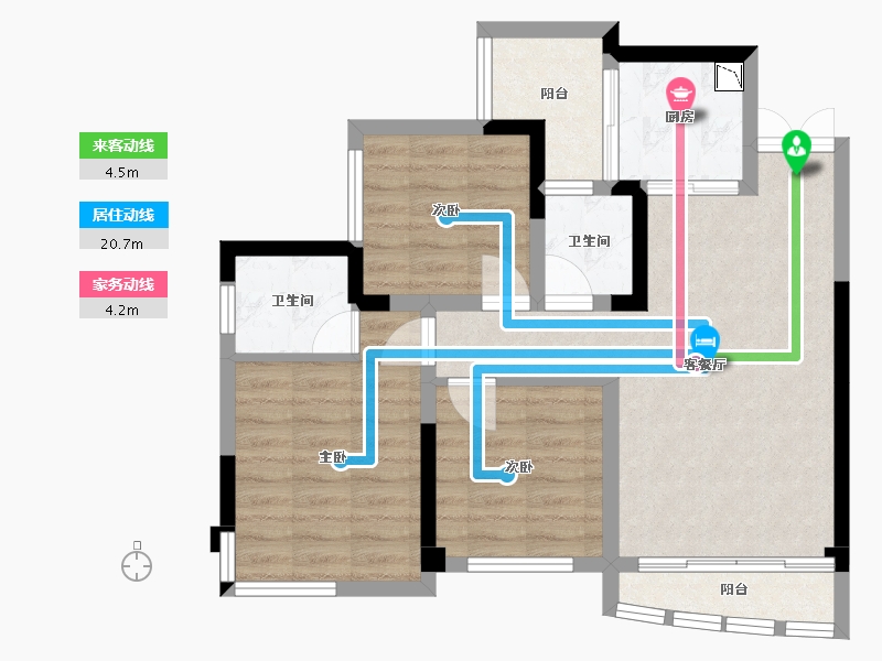 四川省-成都市-天府云城二期17号楼87m²-69.45-户型库-动静线