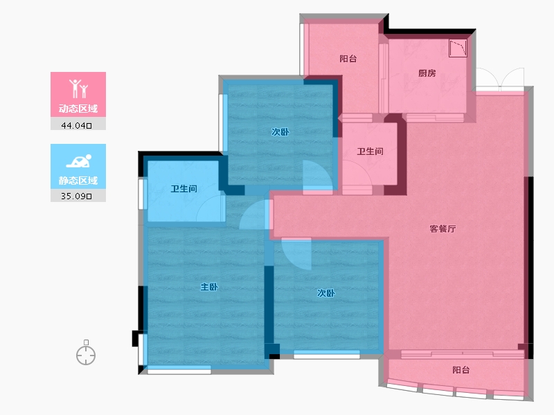 四川省-成都市-天府云城二期17号楼87m²-69.45-户型库-动静分区