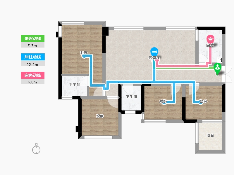 四川省-成都市-天府云城二期17号楼91m²-80.57-户型库-动静线