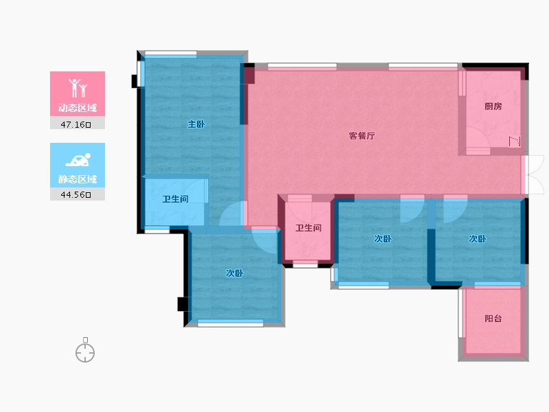 四川省-成都市-天府云城二期17号楼91m²-80.57-户型库-动静分区