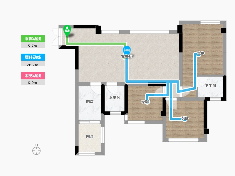 四川省-成都市-天府云城二期18号楼79m²-70.96-户型库-动静线