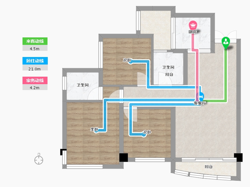 四川省-成都市-天府云城二期18号楼85m²-70.25-户型库-动静线