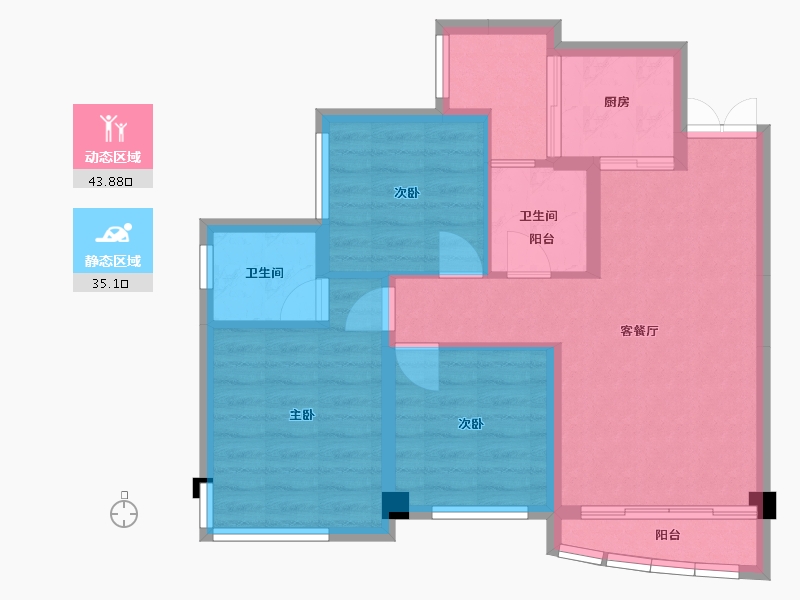 四川省-成都市-天府云城二期18号楼85m²-70.25-户型库-动静分区