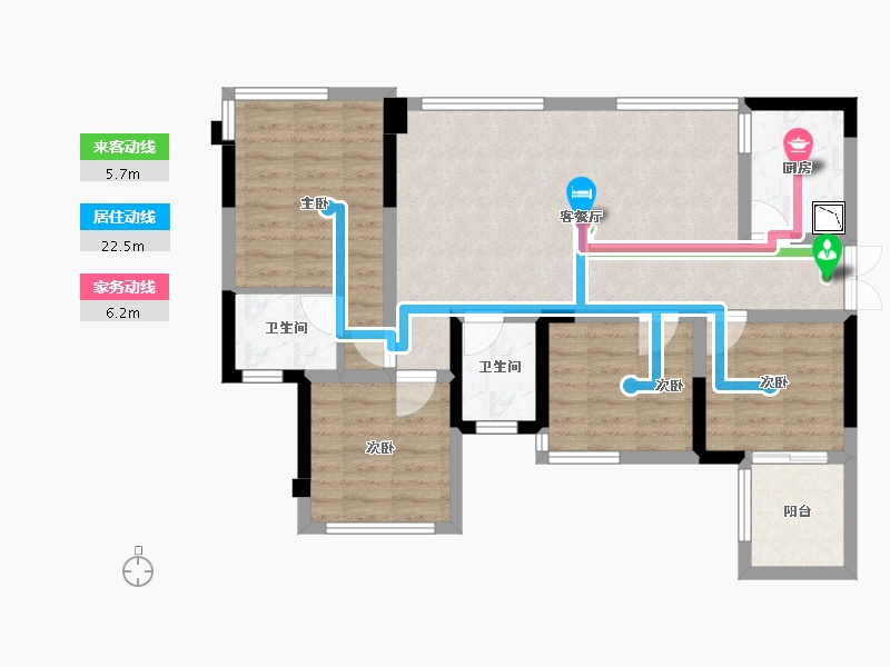 四川省-成都市-天府云城二期18号楼91m²-80.78-户型库-动静线