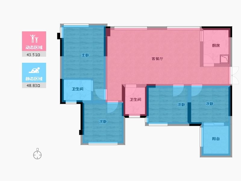 四川省-成都市-天府云城二期18号楼91m²-80.78-户型库-动静分区