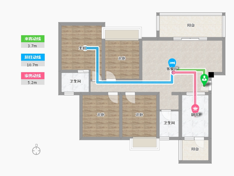 四川省-成都市-铁投天府桃源AO1户型132m²-99.59-户型库-动静线