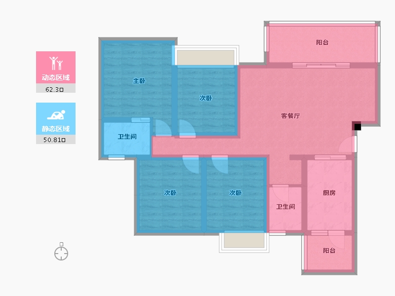 四川省-成都市-铁投天府桃源AO1户型132m²-99.59-户型库-动静分区