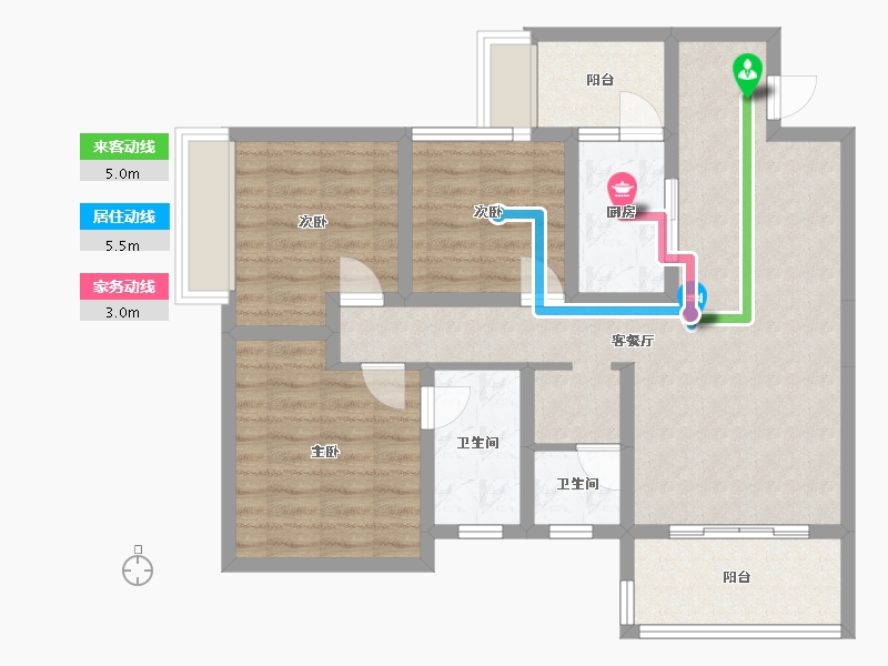 四川省-成都市-铁投天府桃源BO2户型107m²-85.82-户型库-动静线