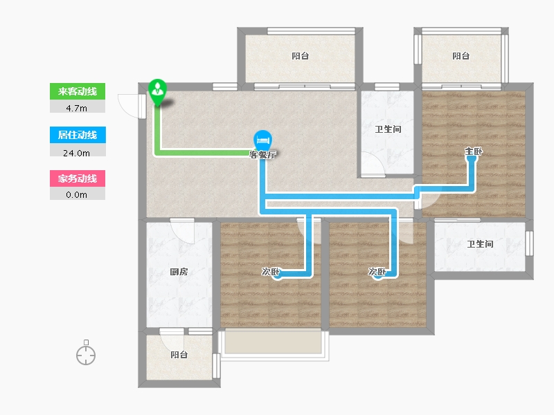 四川省-成都市-铁投天府桃源BO3户型119m²-98.36-户型库-动静线