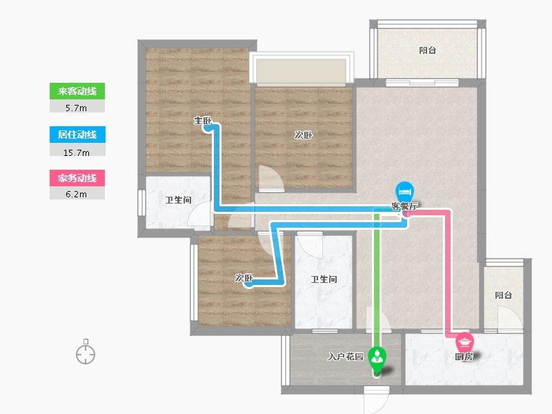 四川省-成都市-铁投天府桃源BO4户型108m²-91.34-户型库-动静线