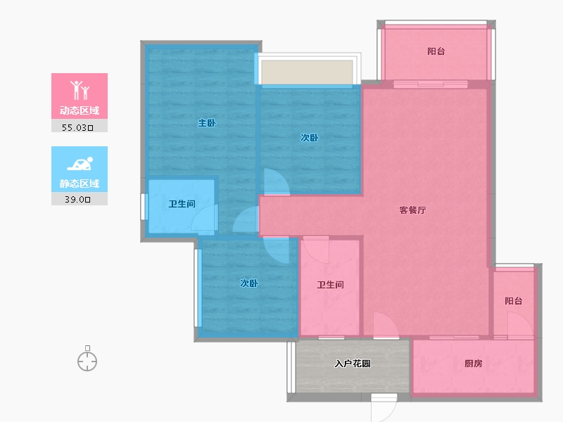 四川省-成都市-铁投天府桃源BO4户型108m²-91.34-户型库-动静分区