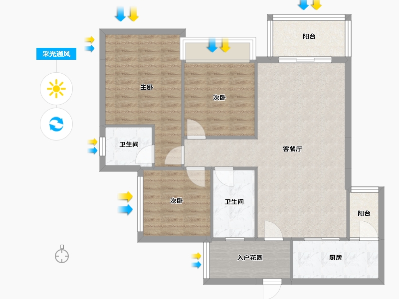 四川省-成都市-铁投天府桃源BO4户型108m²-91.34-户型库-采光通风